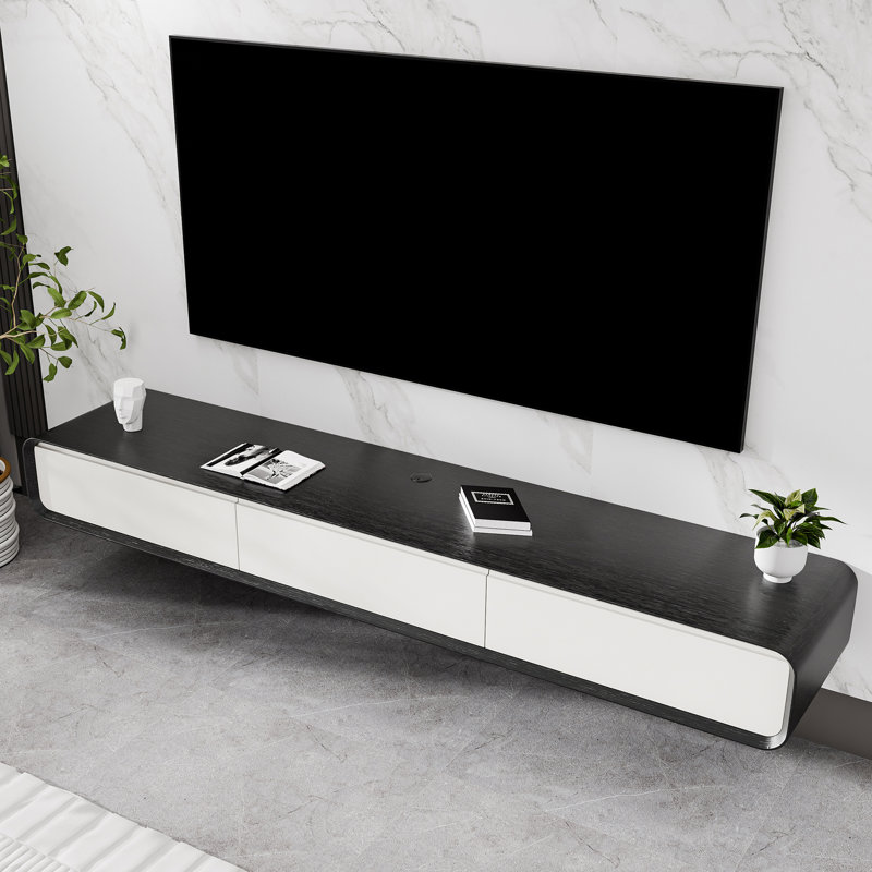 Meuble télé flottant Modern, Brun foncé / blanc