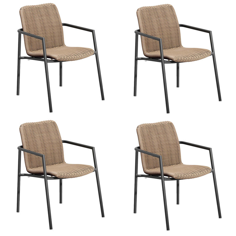 Orso Stacking Powder Coated Aluminum Patio Dining Armchair, Carbon, Sand