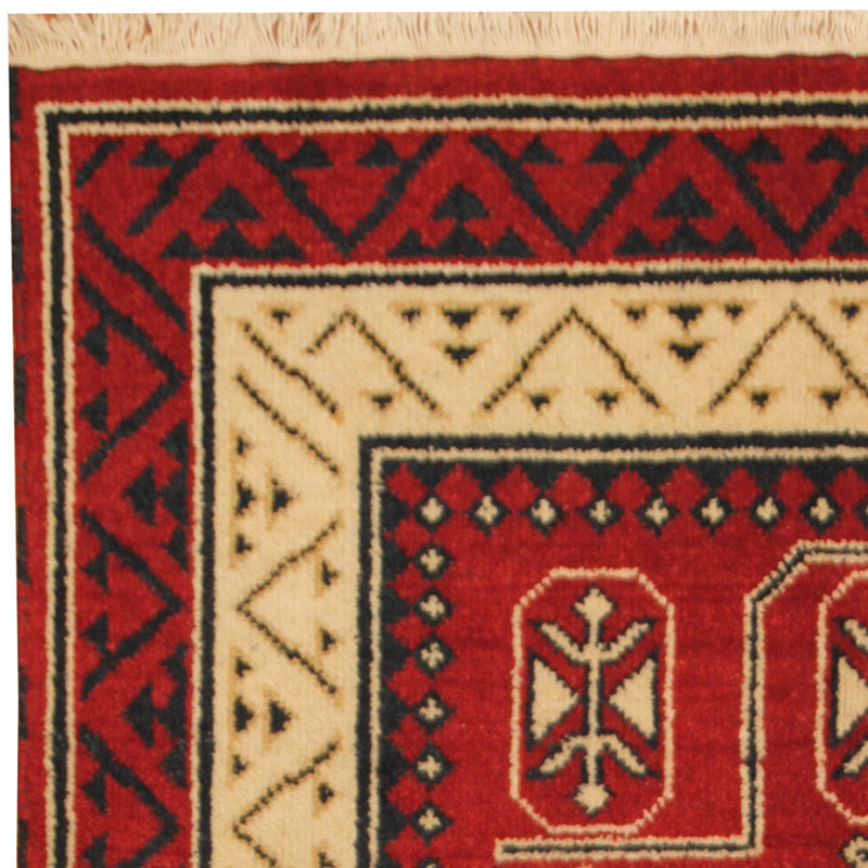 Tapis rouge / ivoire noué à la main Dakara