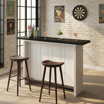 Grande table de bar Vividwood de 63 pouces avec 3 tablettes de rangement, bar de maison à 3 niveaux avec repose-pieds, barre de sous-sol avec rangement pour la cuisine, la salle à manger et le salon