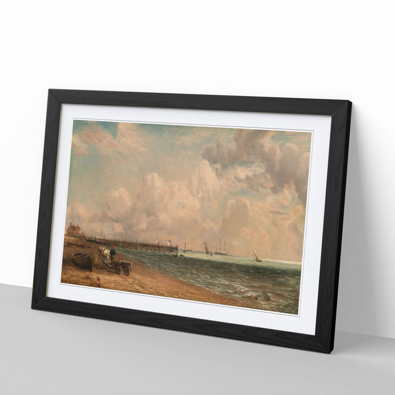 Yarmouth Jetty by John Constable - Picture Frame Painting, 27cm H x 36cm W x 2cm D, Black Framed