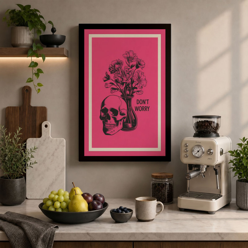 Don't Worry Modern - Wrapped Canvas, 36x24 - 91.4 x 61.0 cm, Teal Border