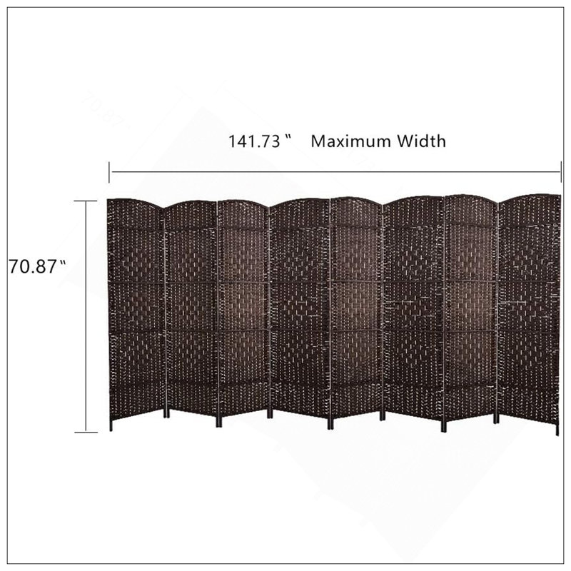 Paravent Roche, 8, Walnut Brown, 70.87" H x 141.73" W x 3.15" D