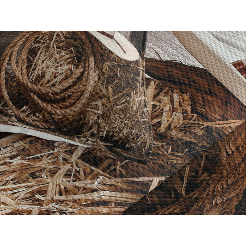 Rustic Polyester Coverlet, Twin Bedspread + 1 Sham