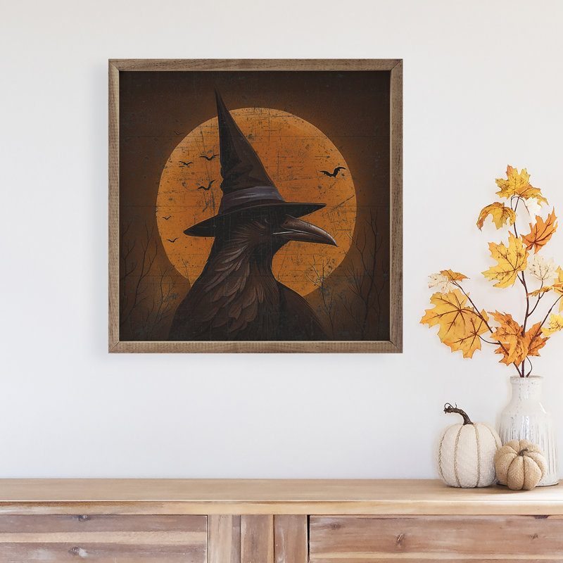 Corbeau avec lune, L 24 po x H 24 po