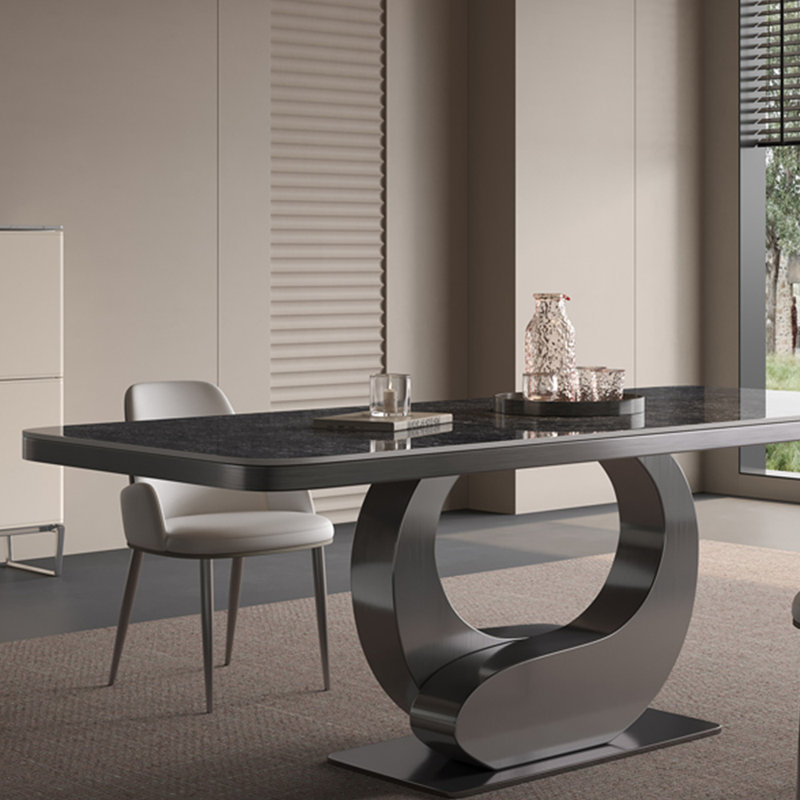 Ensemble de table de salle à manger rectangulaire de style italien, Noir, H 29,53 po x L 55,12 po x l 31,5 po
