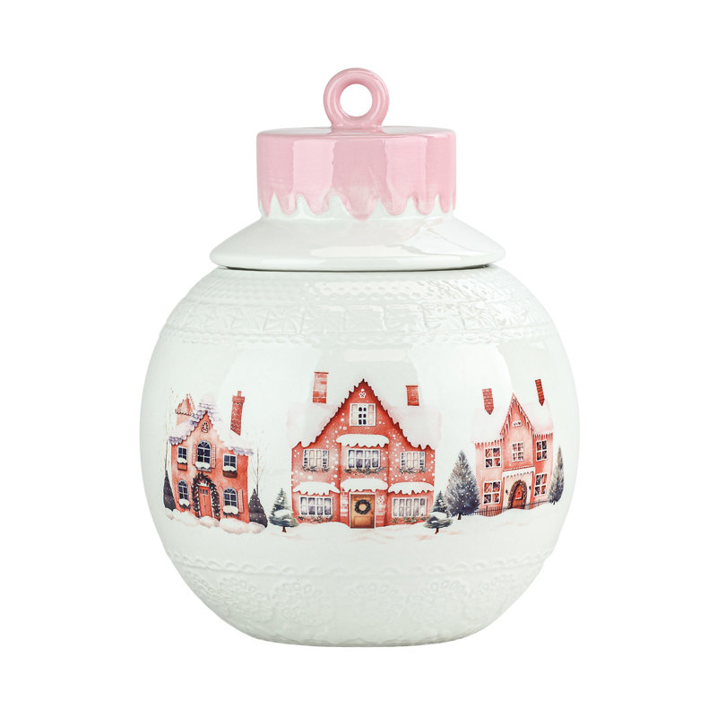 Boîte de 10 ornements de Noël rue Strawberry, village rose