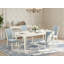 L'ensemble de table de salle à manger 5 pièces comprend une table de cuisine rectangulaire avec feuille papillon et 4 chaises rembourrées en tissu bleu lin, blanc lin-932154496-932154497-932154498