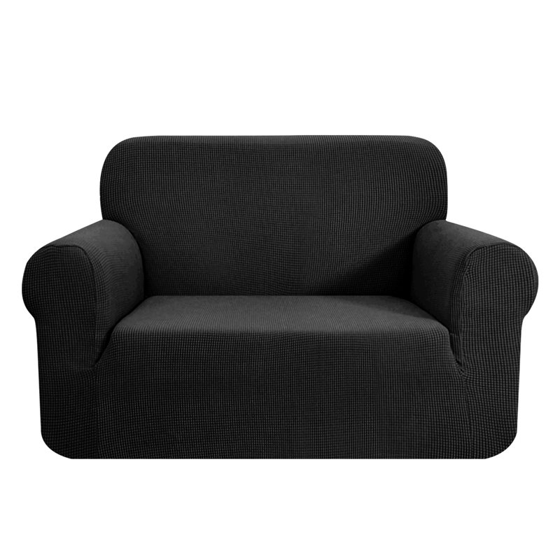 Housse pour fauteuil à coussins carrés / rectangulaires texturé, Noir