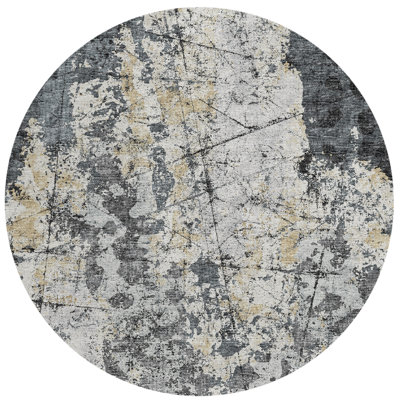 Tapis intérieur / extérieur en polyester tissé à la machine noir / gris / brun Frobisseur