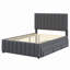 Lit plateforme tapissier avec lit gigogne et 3 tiroirs, tissu en lin-1209247420