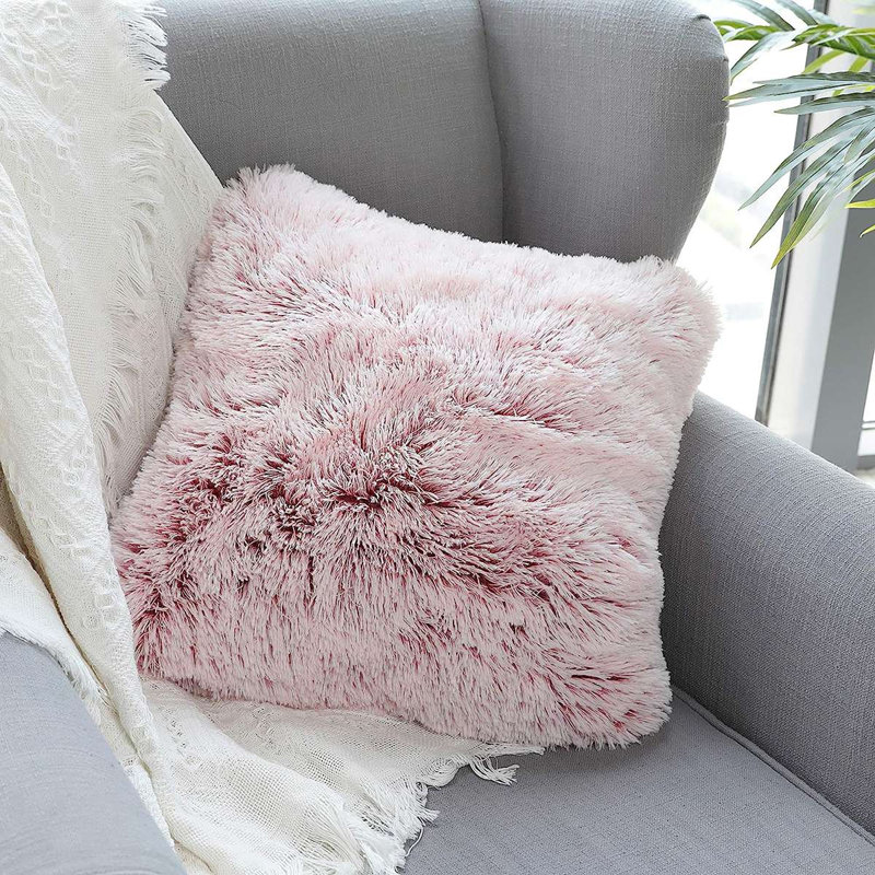 Housse de coussin en fausse fourrure, Rouge