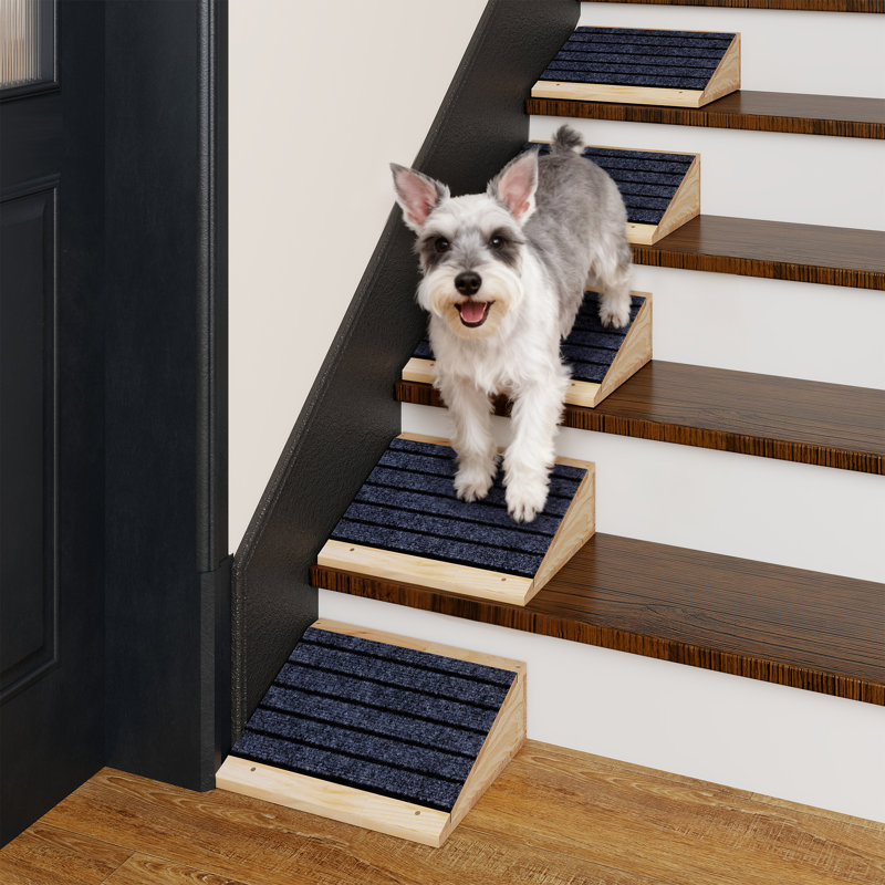  Ensemble de 2 escaliers pour petits chiens - Escalier en bois antidérapant et rampe pour animaux de compagnie âgés ou blessés