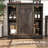 55" Farmhouse Coffee Bar Hutch with LED Light, Storage & Sliding Barn Door-632302531