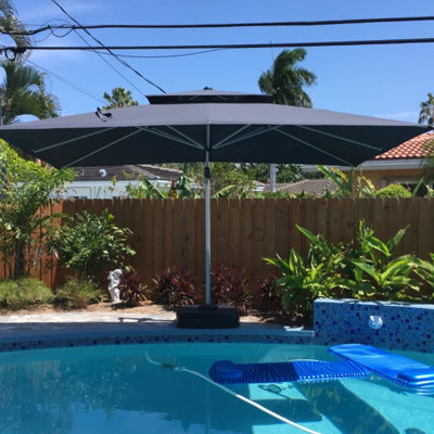 132'' Square Cantilever Umbrella With Wheeled Base,Gray