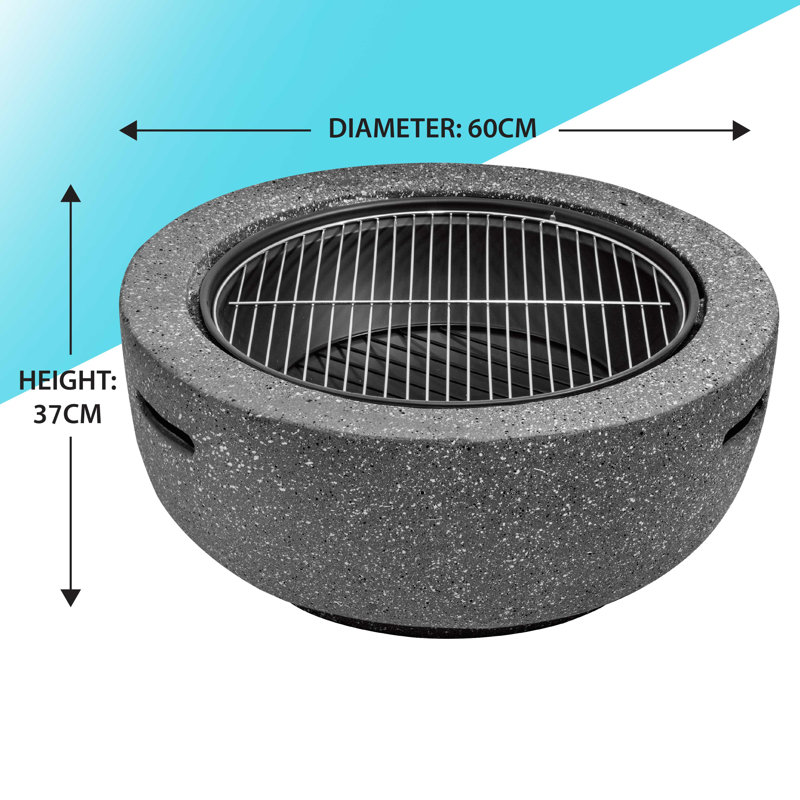 Annaly Round Wood Burning Smokeless Fire Pit, Dark Grey 