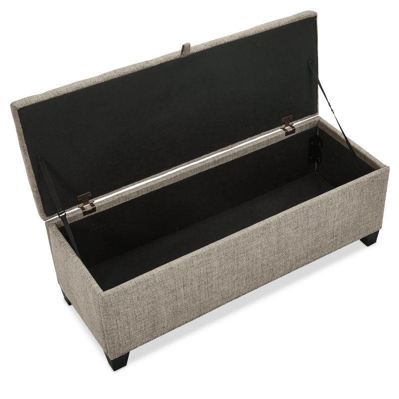 Banc de rangement en lin 48 po, Brun/brun clair