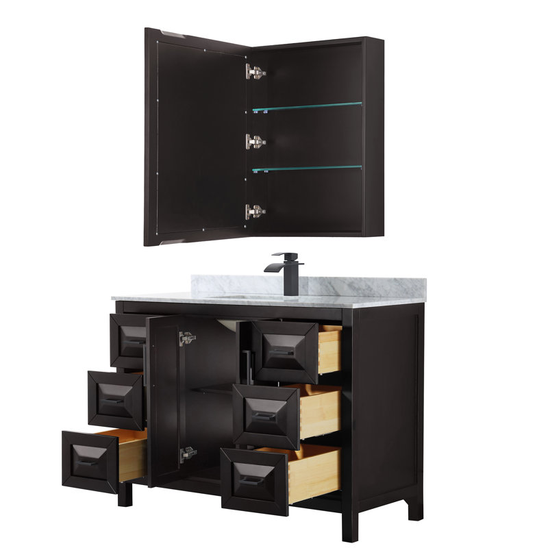 Daria 48'' W Vanity, White Cultured Marble, Dark Espresso, Matte Black