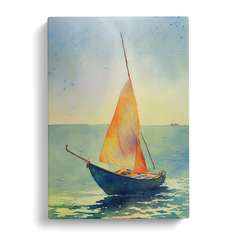 Boat Watercolour - Wall Art, Wrapped Canvas, 50cm H x 35cm W x 3cm D, No Matte