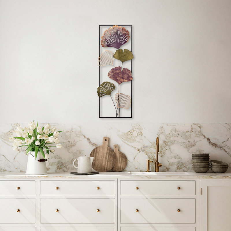 Accessoire mural en métal peint à la main 12,6 po x 35,4 po | 100% métal, épaisseur: 0,06 pouce | Variations de couleurs uniques, montage mural facile | Parfait pour les amateurs de décoration et d'art moderne, poids léger de 3,0 lb