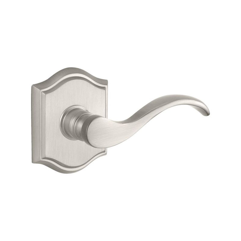 Curve Passage Door Lever with Traditional Arch Rose, Satin Nickel