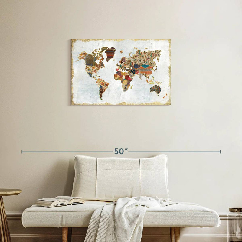 Aliaz Pattern World Map, 20" H x 30" W