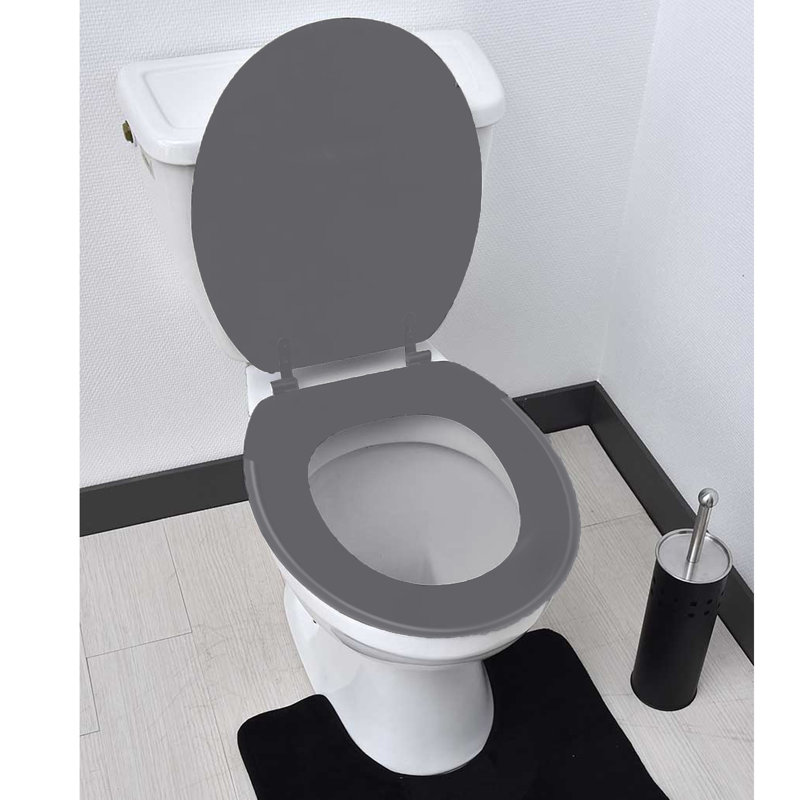 Round Molded Wood Toilet Seat 17 Inches, Gray