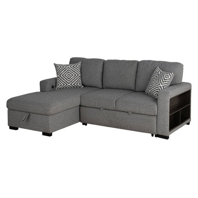 93.4" W Contemporary Left-Chaise Sectional, Gray
