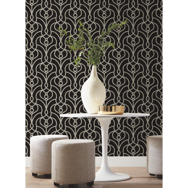 Divine Trellis Shimmer Wallpaper Roll, Black