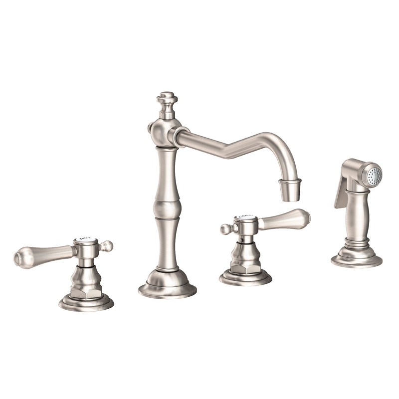 Chesterfield Double Handle Kitchen Faucet with Side Spray, Lever, Polished Gold (PVD)