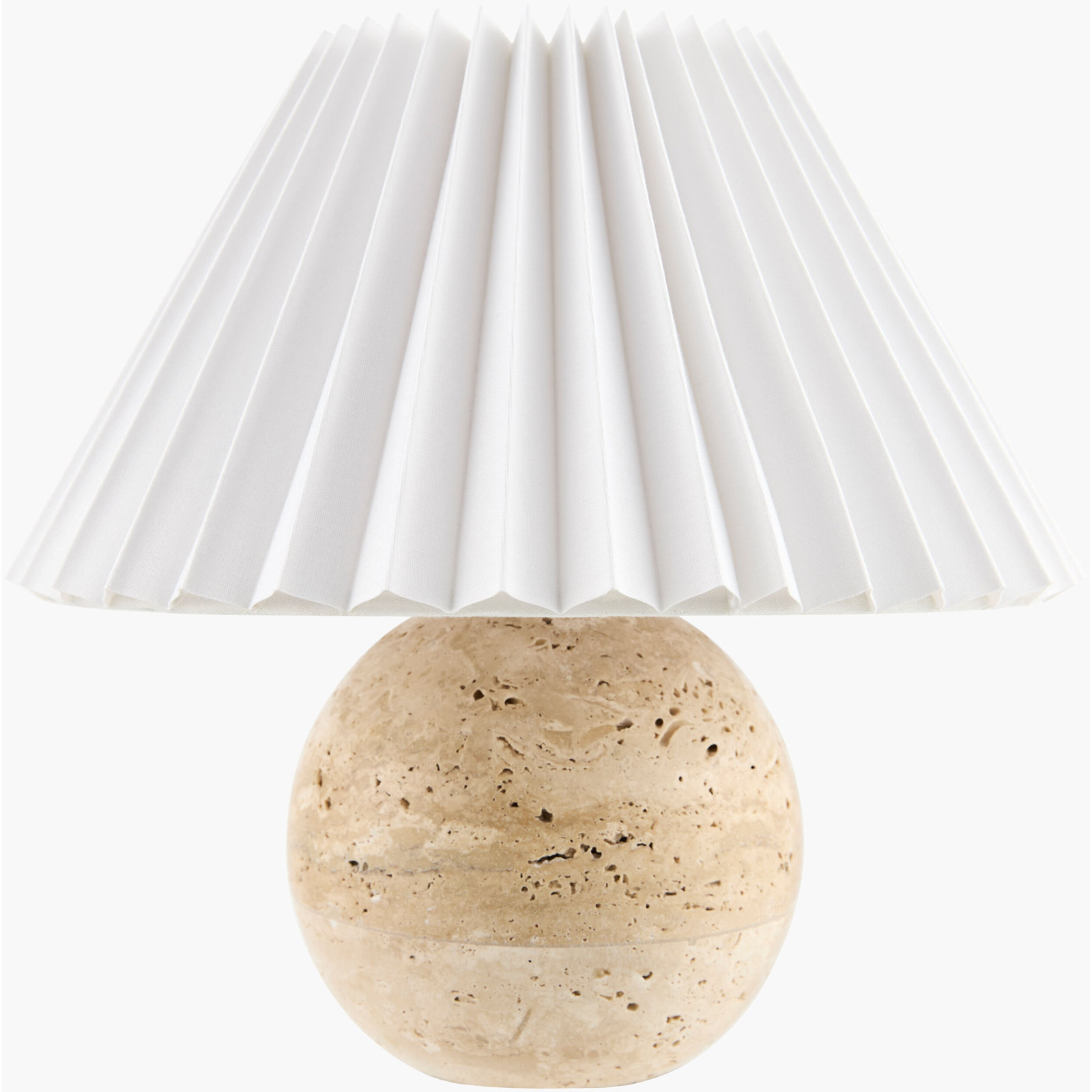 Chemise Travertine Table Lamp, Beige, Pleated Empire