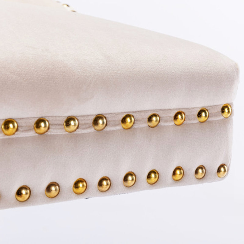 Tabourets de bar pivotants en velours, 2, Doré, Beige