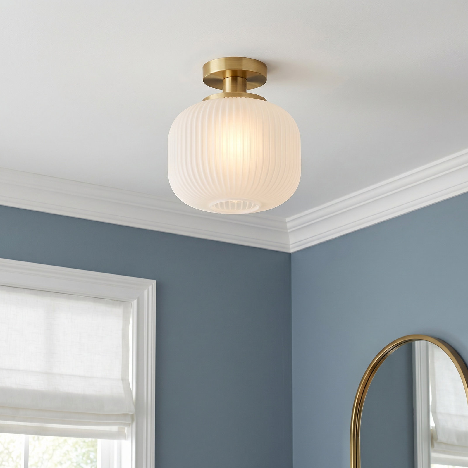 Jan Single Light Glass Semi Flush Mount