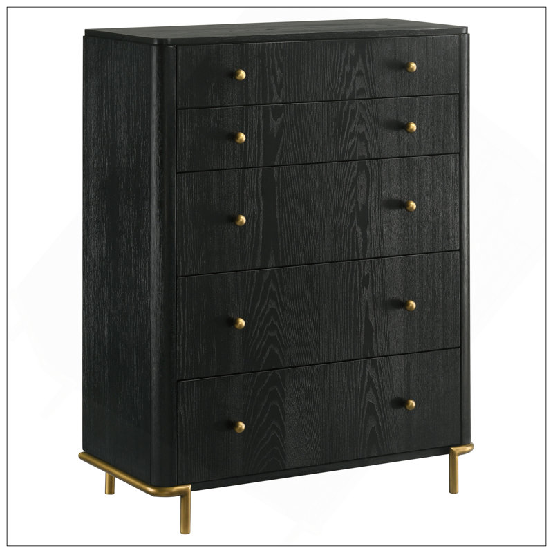 Commode 5 tiroirs Anser, Noir