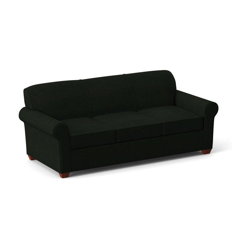 Finn Rolled Arm Sofa with Reversible Cushions, BM Cherry, Dorset Black, 34" H x 83" W x 36" D
