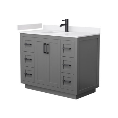 Meuble-lavabo simple autoportant 42 po avec plateau en marbre Miranda
