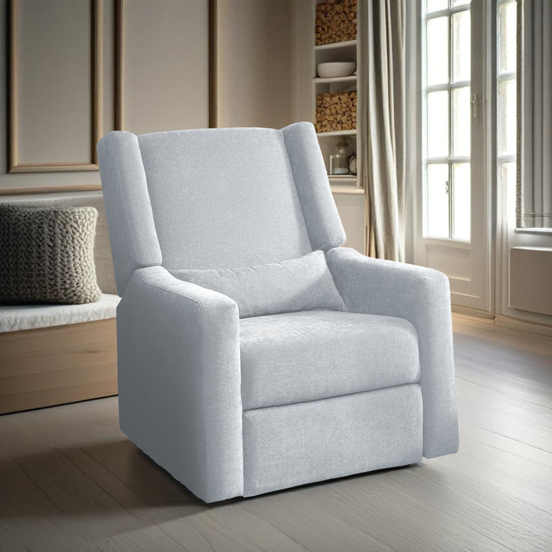 Cutlor Luxury Power Motion Recliner  Swivel Glider, Upholstered Reclining Sofa Chair with Lumbar Support, Light Grey Linen