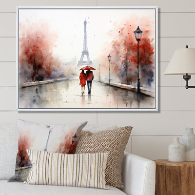 «In Love In Paris Eiffel Tower Vintage Watercolor - Paris Large Wall Art»