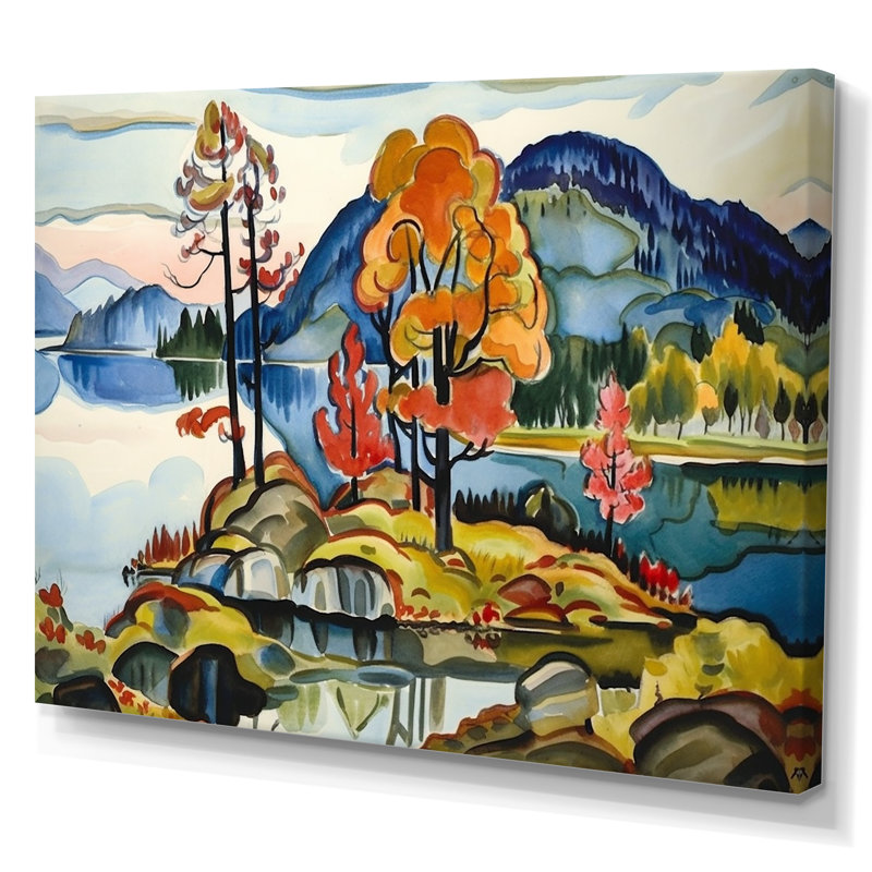 Peinture d'automne «Mountain Beauty Serenity», H 30 po x l 40 po, Toile tendue