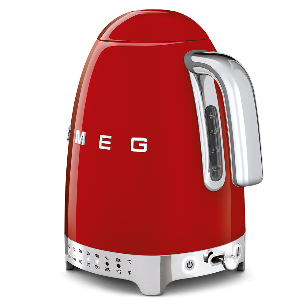SMEG 50s Style Variable Temp Electric Kettle, Red