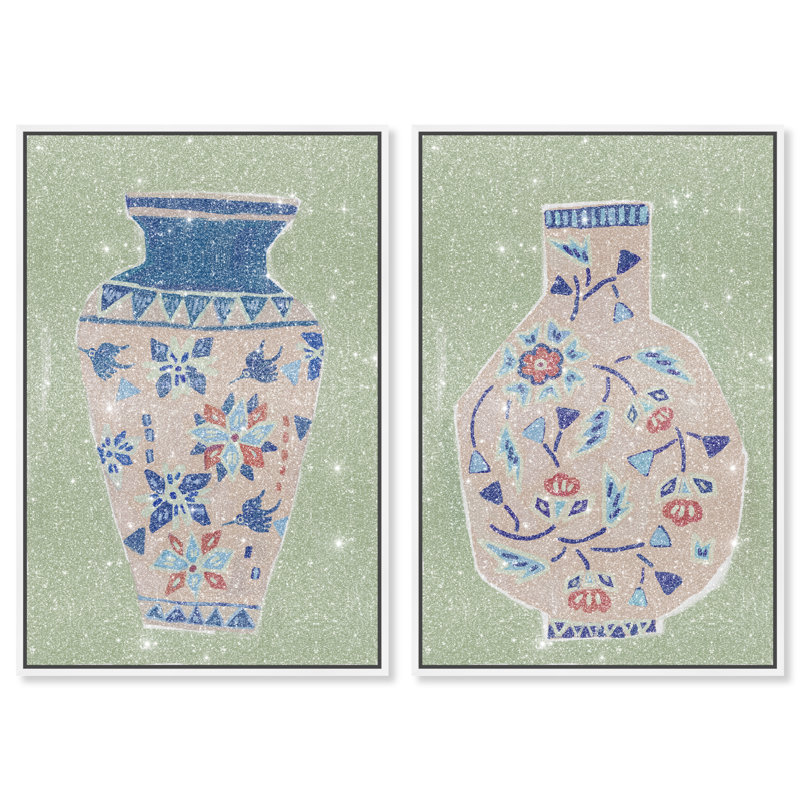Heirloom Vase Set Set by Oliver Gal, White Floater Frame, 11"H x 16"W