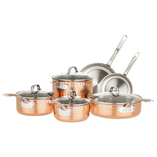 Legend 14 pc Copper Core Stainless Steel Pots & Pans Set | Pro Quality  5-Ply Clad Cookware | Professional Chef Grade Home Cooking, All Kitchen