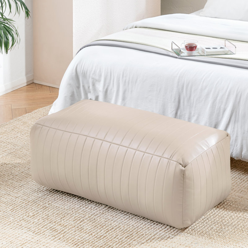 Pouf rembourré crème 17 po Florence, Crème, crème