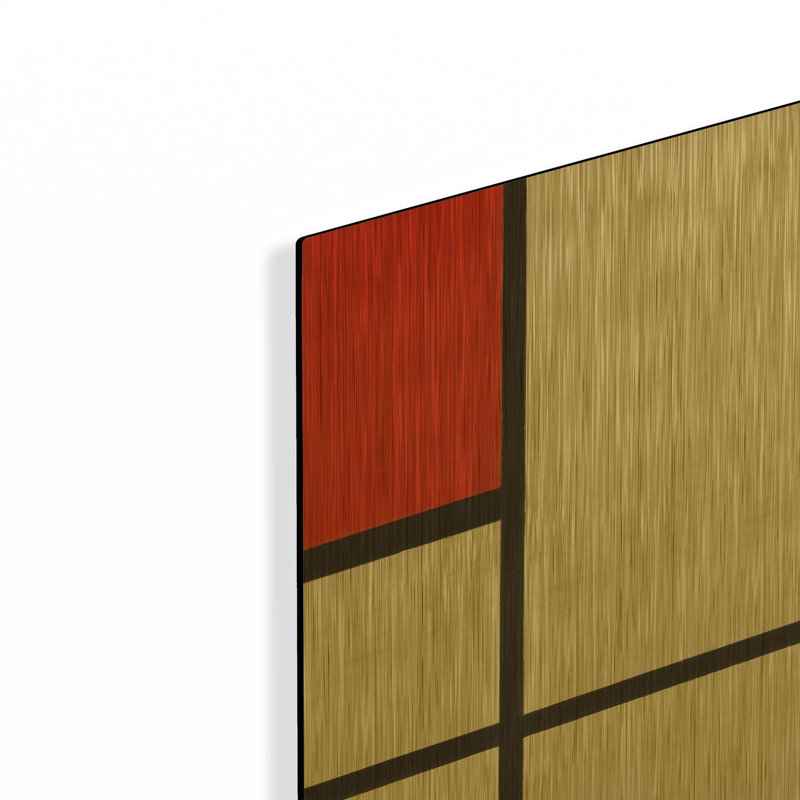 «Composition No. I, with Red and Black, 1929» par Piet Mondrian, art mural en métal doré, 12 po x 12 po, 12 po x 12 po