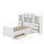 Lit plateforme simple en bois avec armoire verticale et 4 tiroirs de chaque côté-114392635