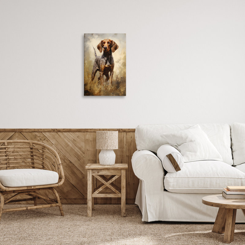 Art sur toile alerte chien de chasse par Petal Prints Design, H 24 po x l 16 po