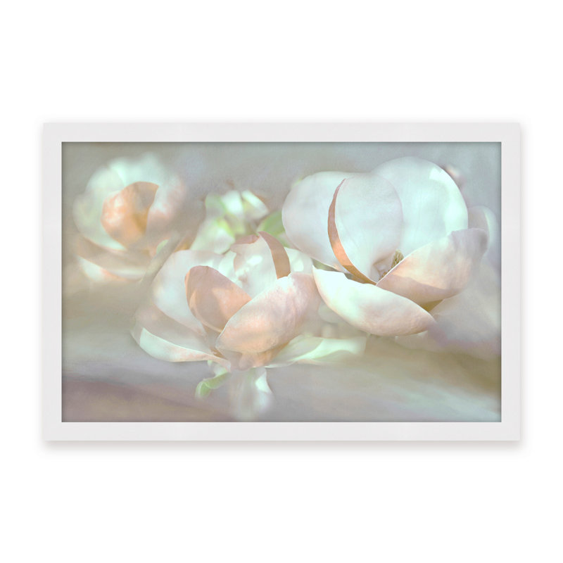 Nature Inspired Magnolia Dreams, 24" H x 30" W x 1.125" D, Framed Matted Print, White