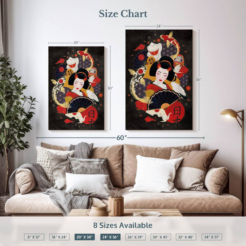 Aime Lucky Geisha, 36" H x 24" W