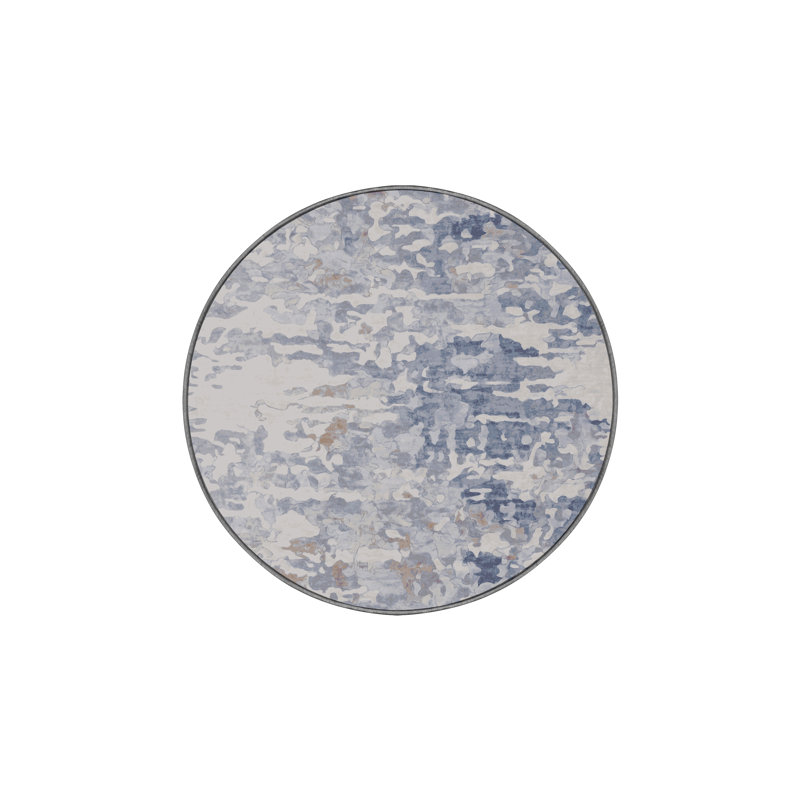Machine Washable Gray Area Rug, Round 6'
