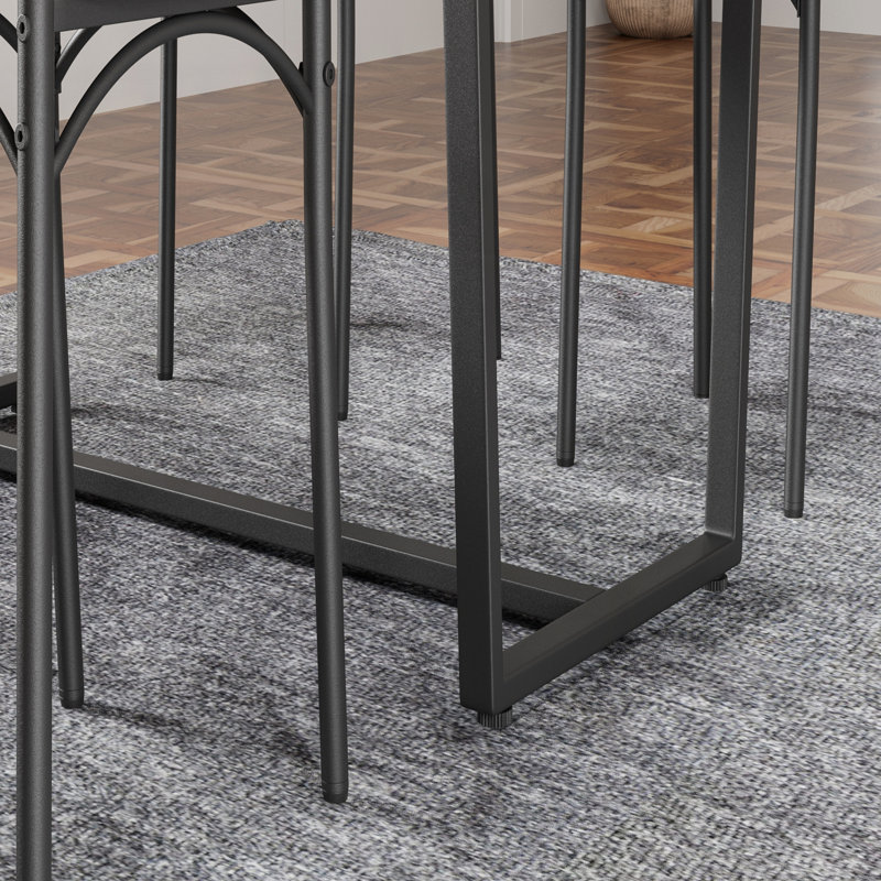6-Piece Dining Set with Compact Design and Durable Steel Frame, Perfect for Kitchen and Living Room, Gray/Black